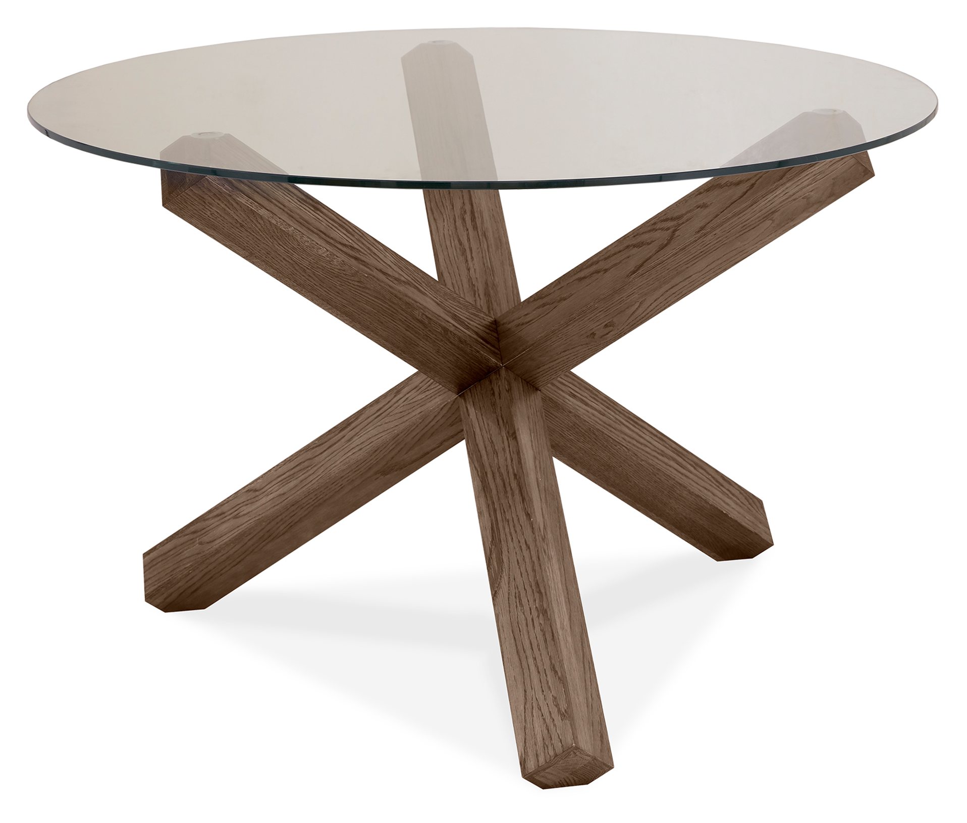Cuba Dark Oak Circular Glass Table