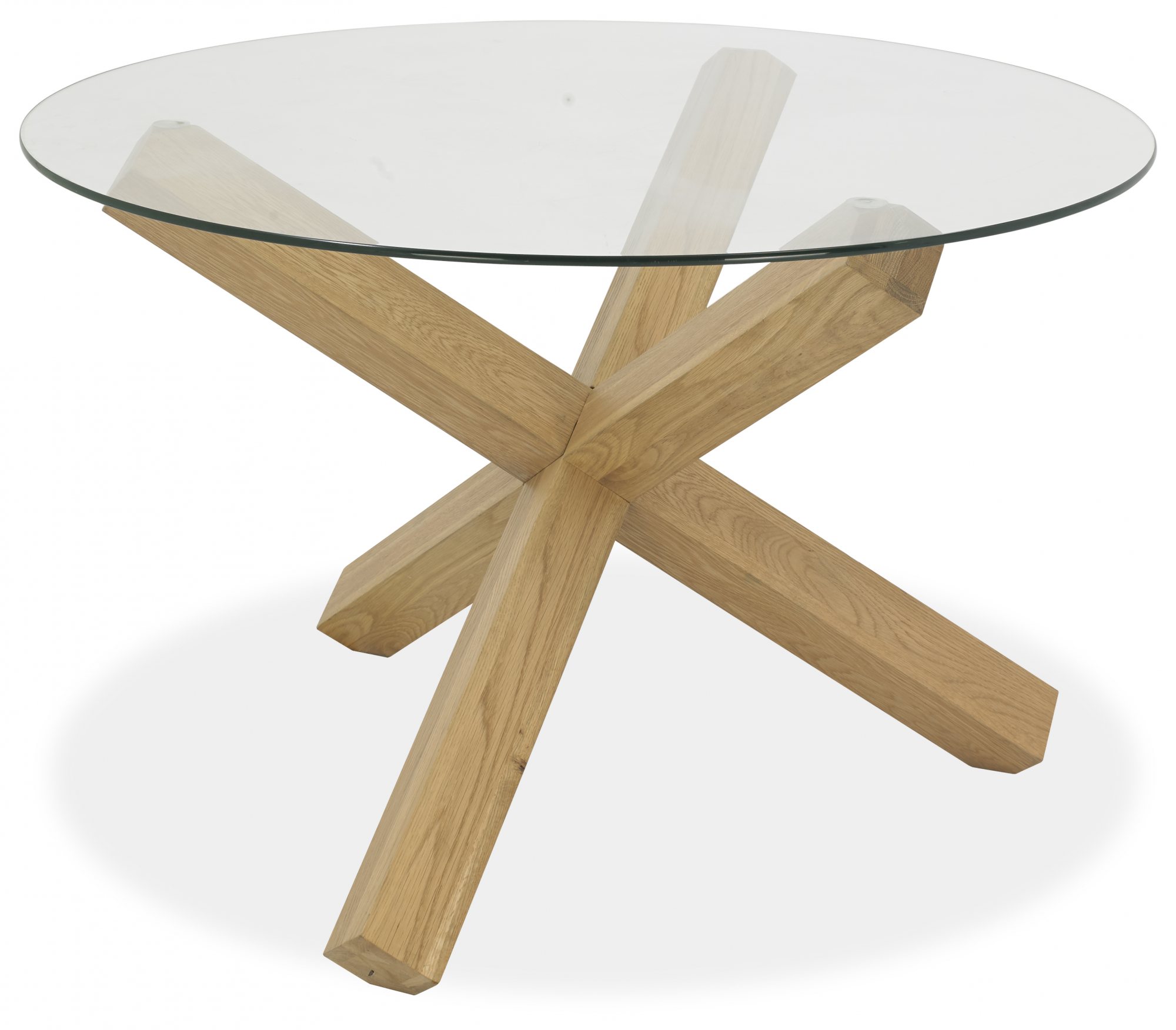 Cuba Light Oak Circular Glass Table