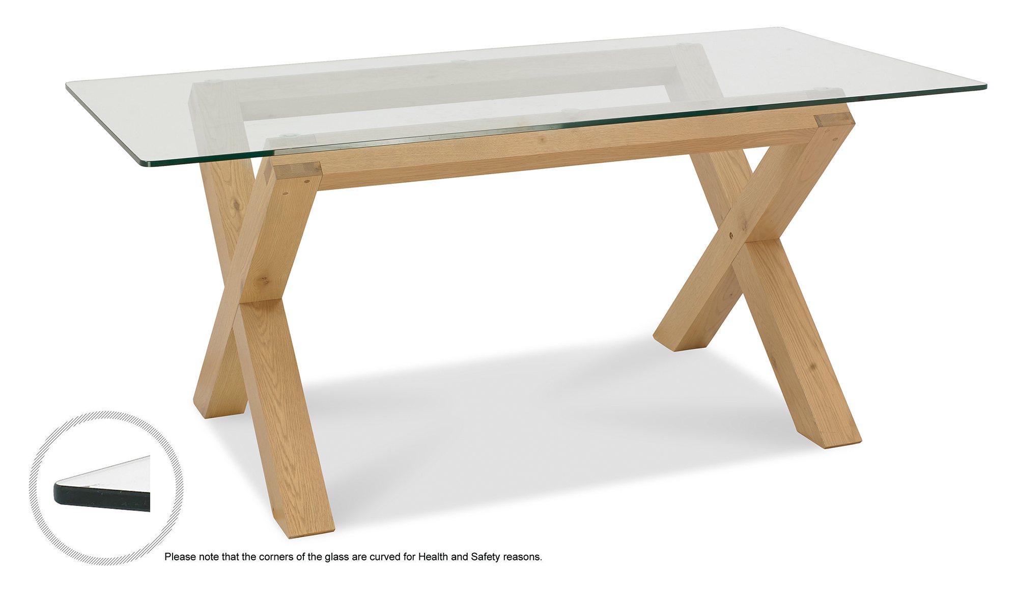 Cuba Light Oak Glass Top Dining Table