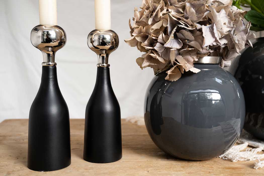 Black/Nickel candle holder