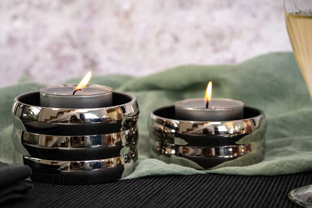 Nickel pillar candle holder (medium)