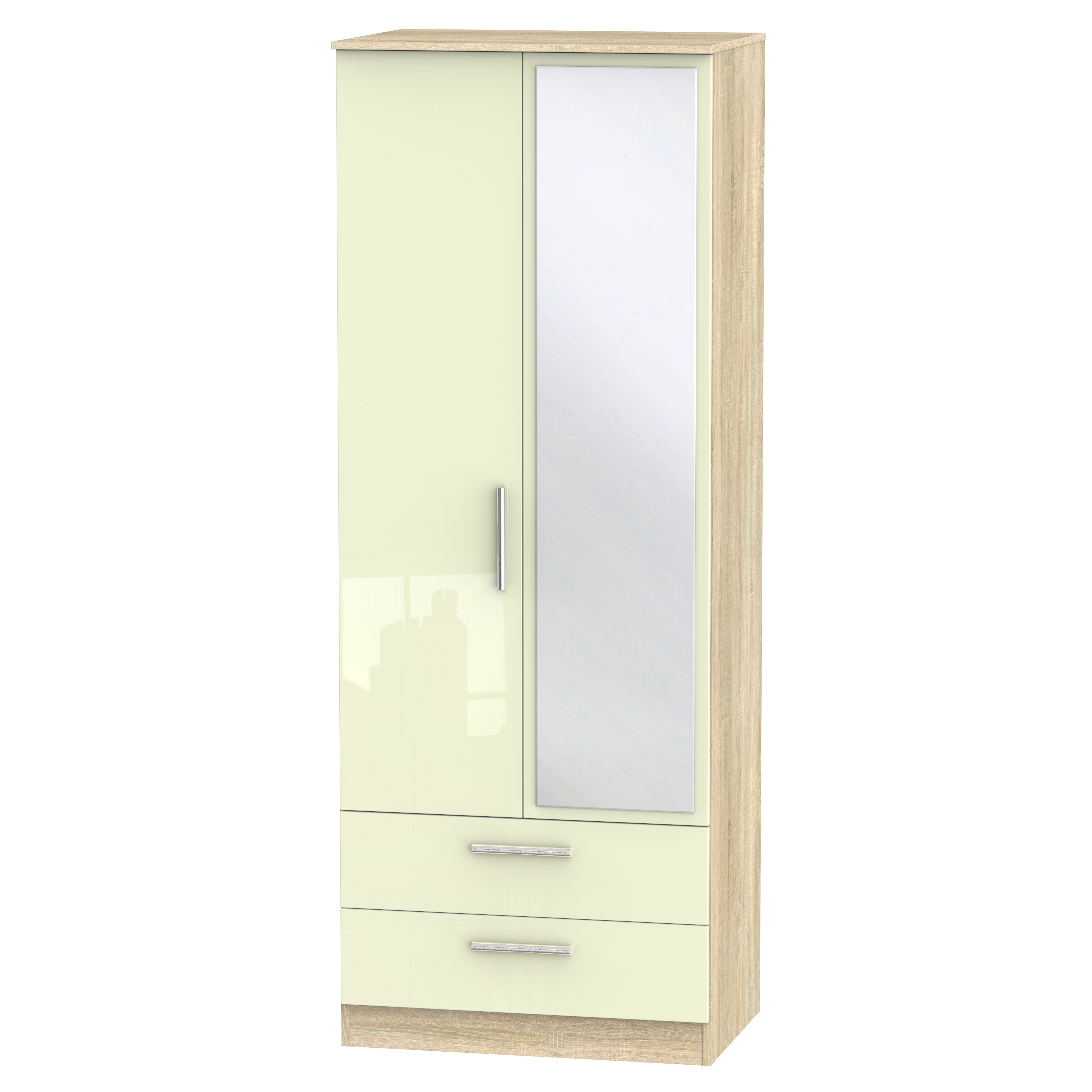 Manhattan Tall 2ft 6in 2 Drawer Mirror Wardrobe