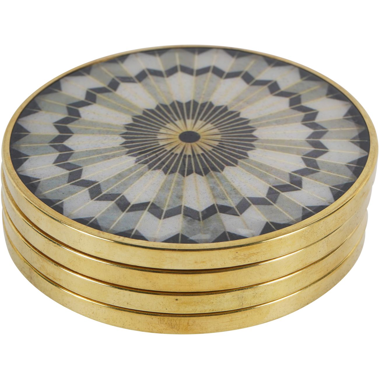 Black Circular Design Coasters Set of 4