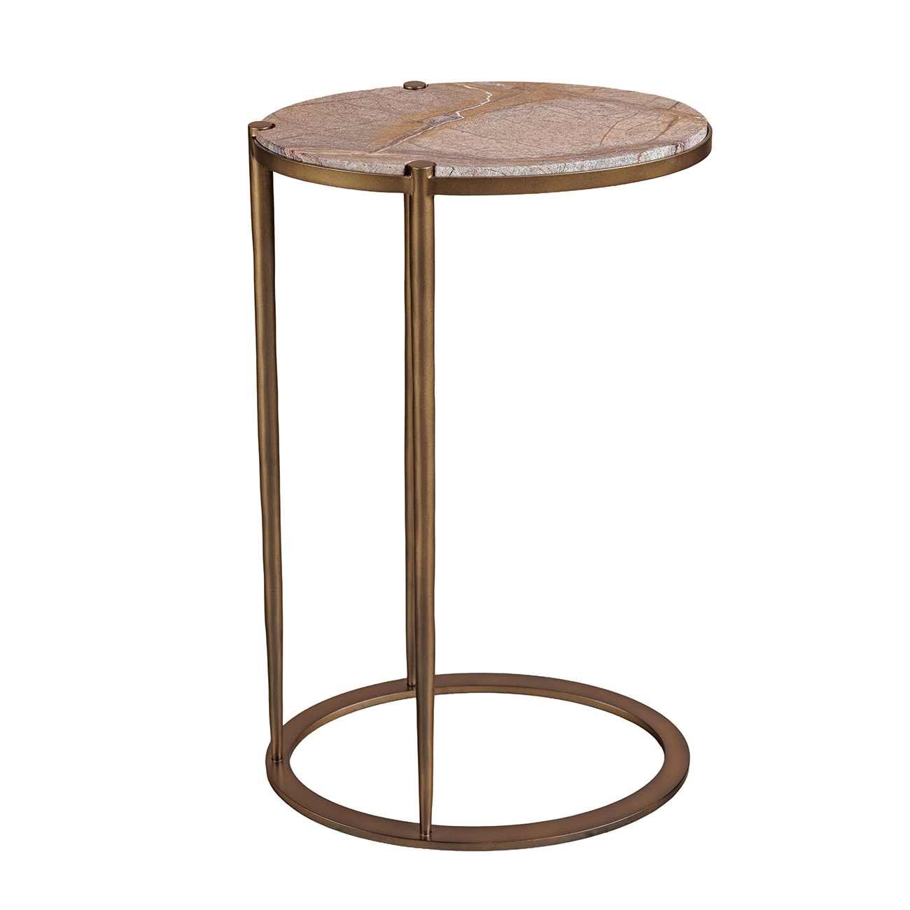 Iota Oval Forest Brown Marble Accent Table
