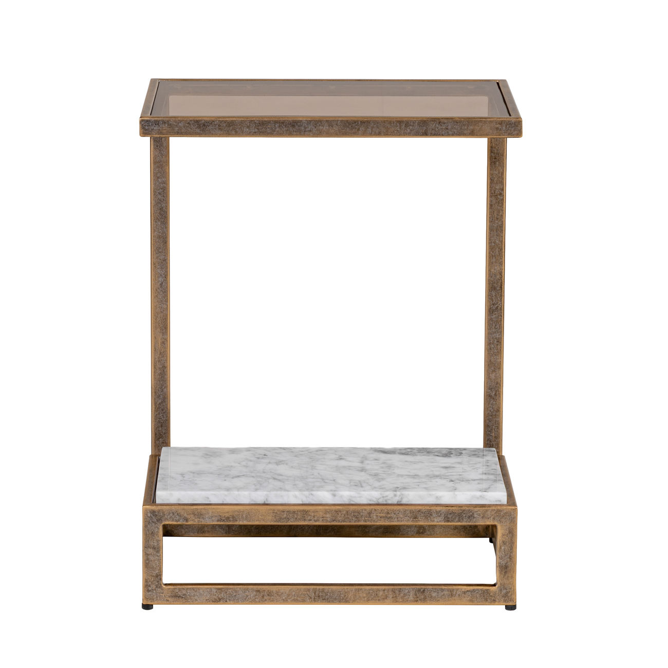 Alicia Two Tier Smoked Glass & Marble Side Table