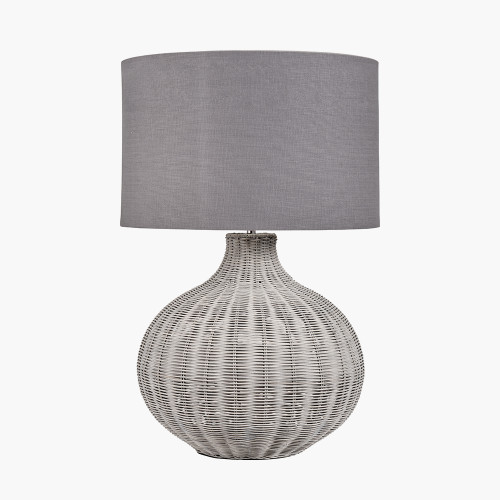 Allona grey wash rattan table lamp
