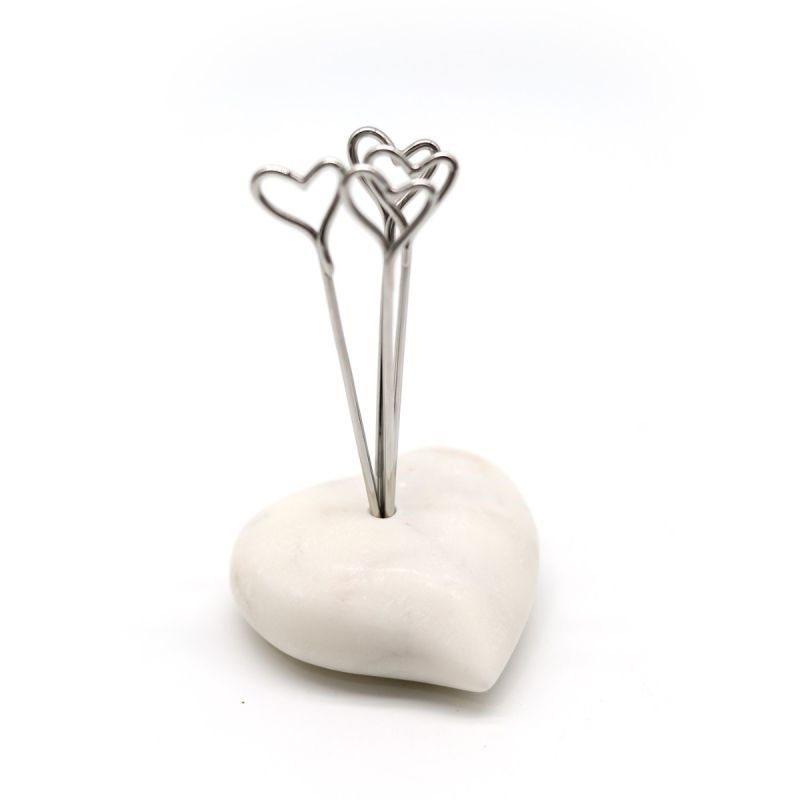 Amore Picks with White Marble Heart Holder - Set of 4