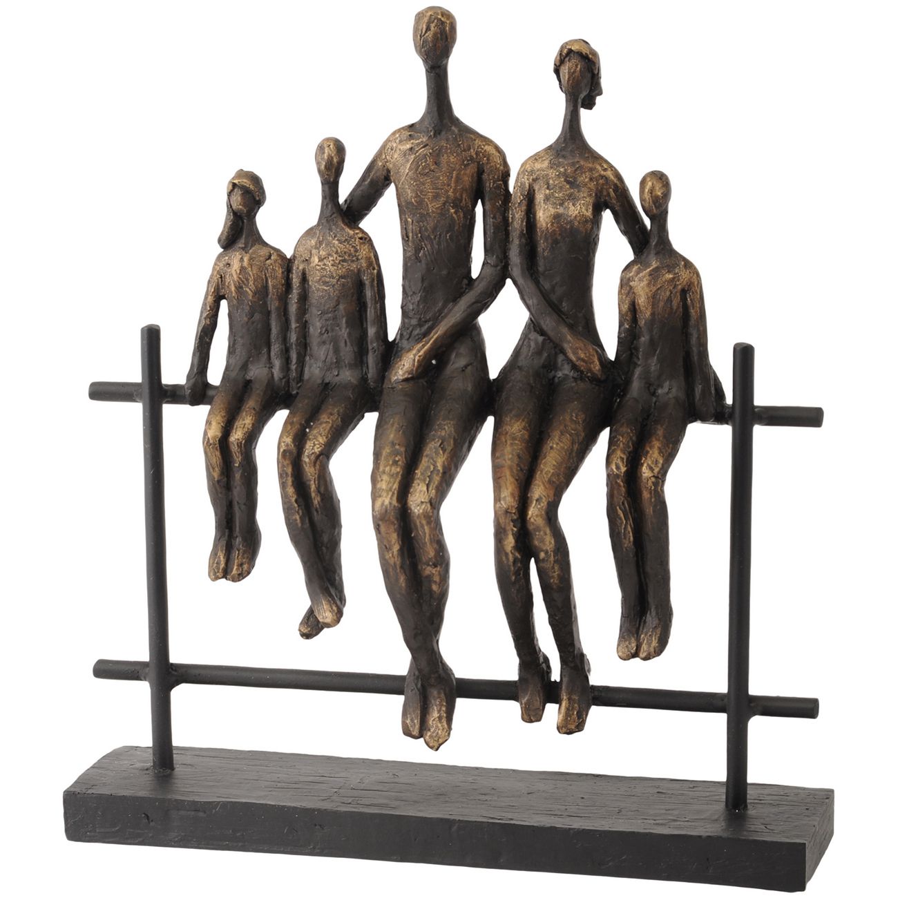Duxford Antique Bronze Bench Family Of Five Sculpture