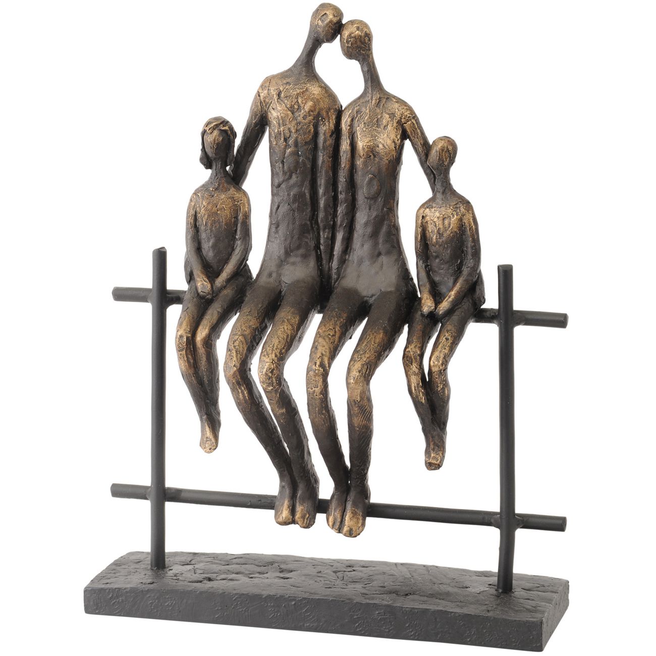 Duxford Antique Bronze Bench Family Of Four Sculpture