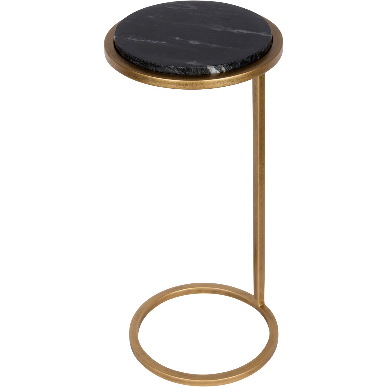 Iota Accent Table Black Marble Aged Gold Frame