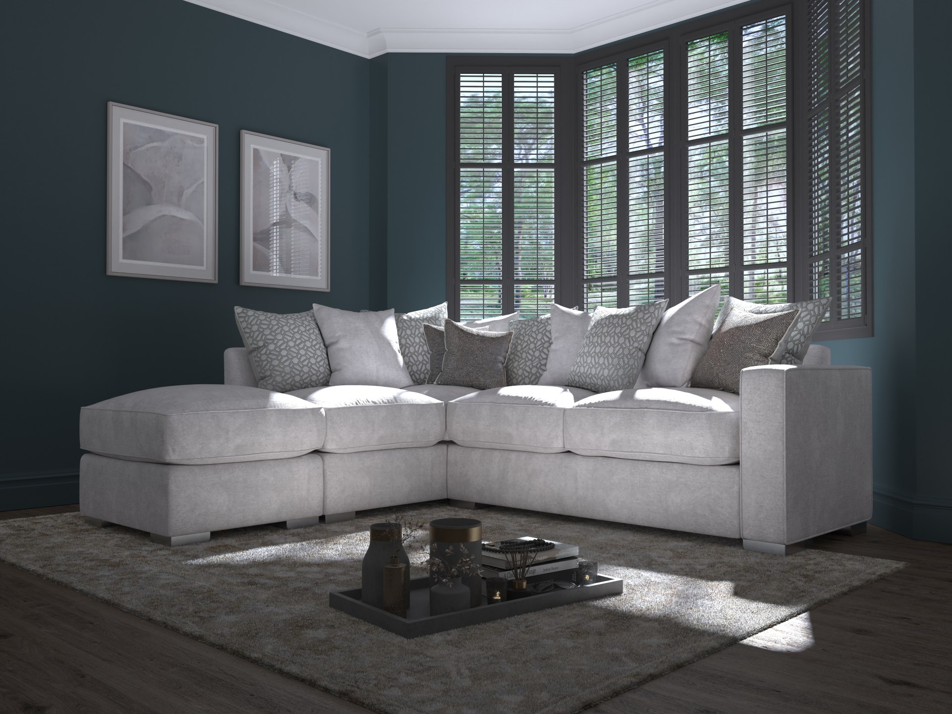 Denver Deluxe corner sofa styled in a contemporary living room
