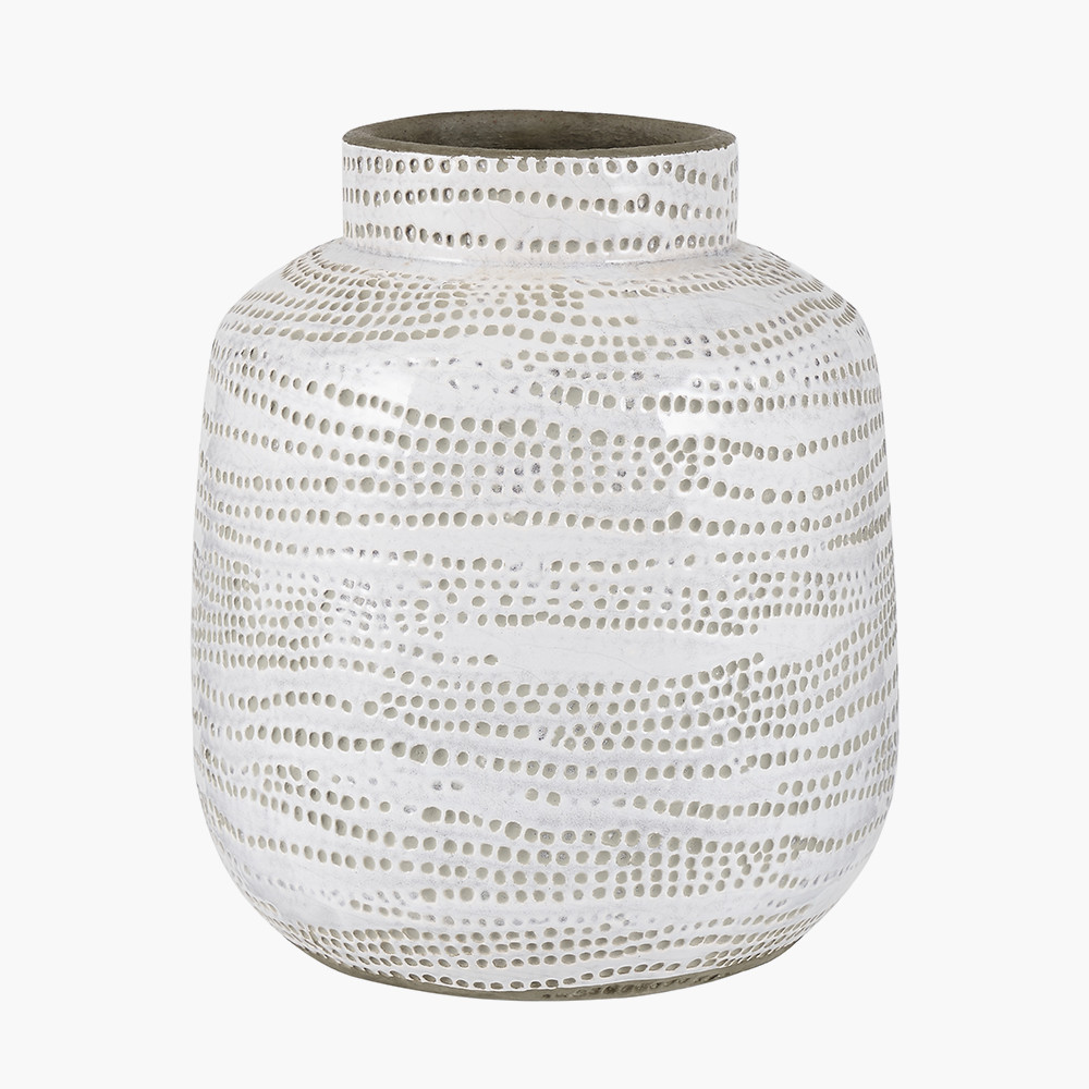 Dotted white stoneware vase