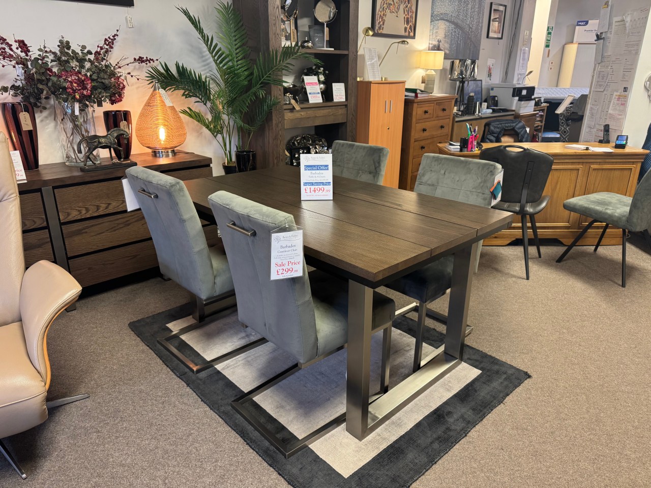 Barbados 1.5m Dining table + 4 Chairs