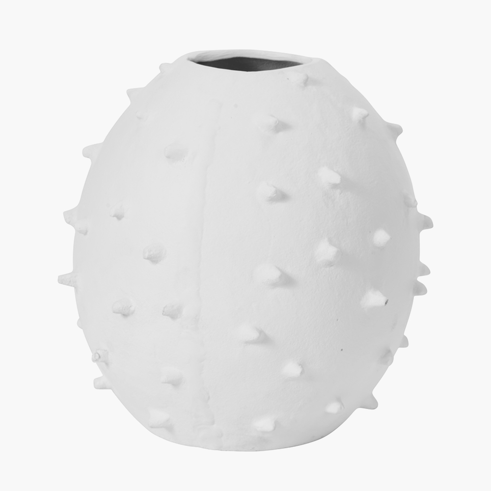 White bobble metal vase