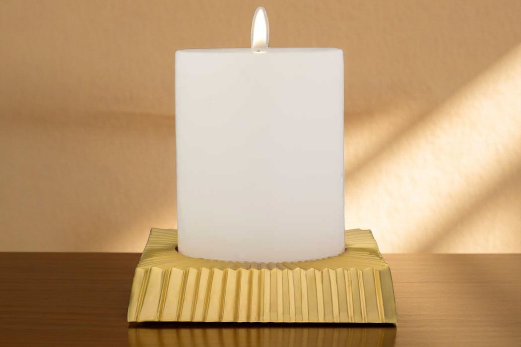 Art Deco square pillar candle holder